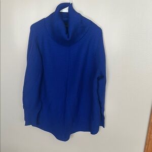 Cyrus Blue Turtleneck Sweater Cowl Neck